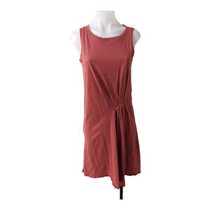 Stichdrop Size XS Shift Dress Dark Red 100% Cotton Hourglass Pleated Sleeveless